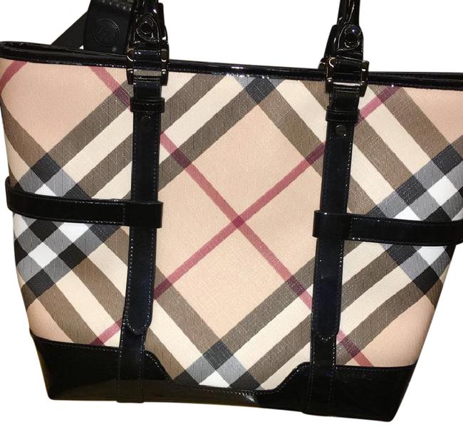 Burberry Purse Black Tans and Red Hobo Bag