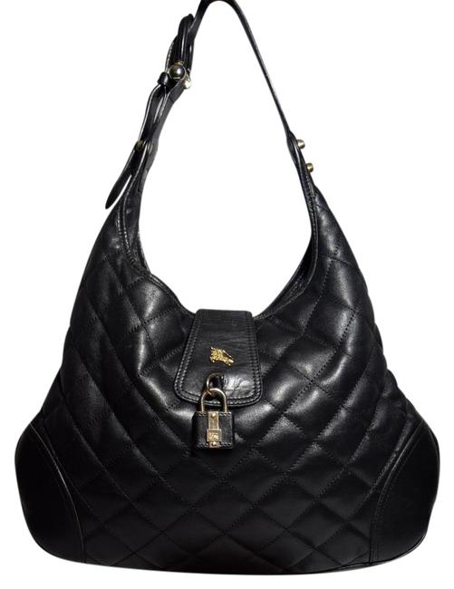 Burberry Quilted Black Leather Hobo Bag