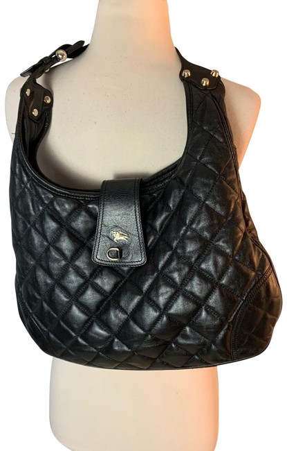 Burberry Quilted Brook Black Leather Hobo Bag
