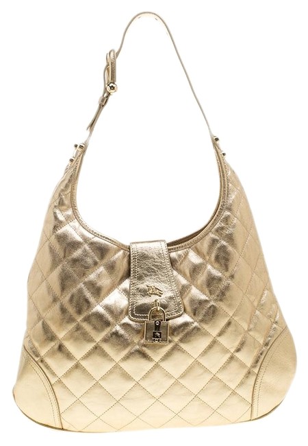 Burberry Quilted Brooke Gold Leather Hobo Bag
