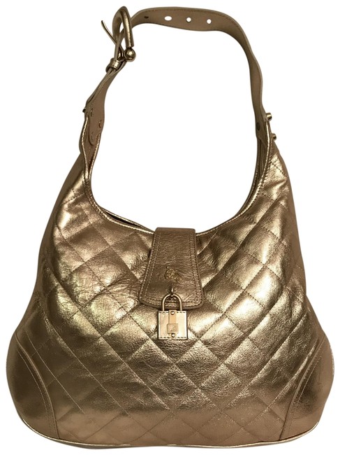 Burberry Quilted Brooke Metallic Gold Leather Hobo Bag