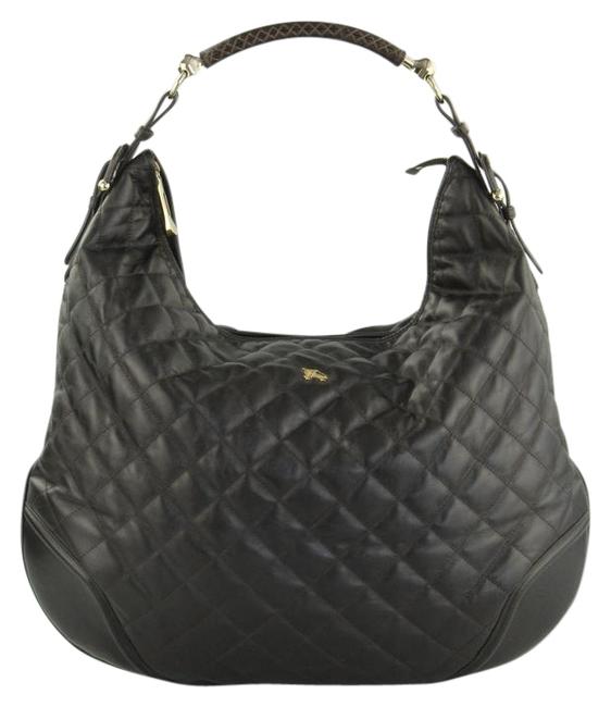 Burberry Quilted Horton Dark Brown Leather Hobo Bag