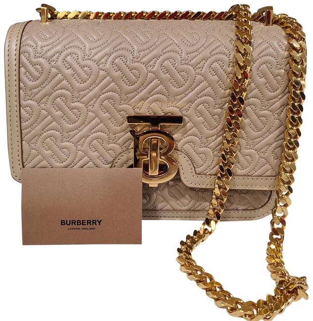 Burberry Quilted Monogram Tb Honey Lambskin Leather Cross Body Bag