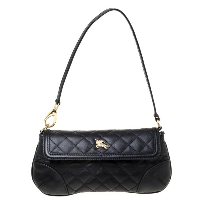 Burberry Quilted Pochette Black Leather Clutch