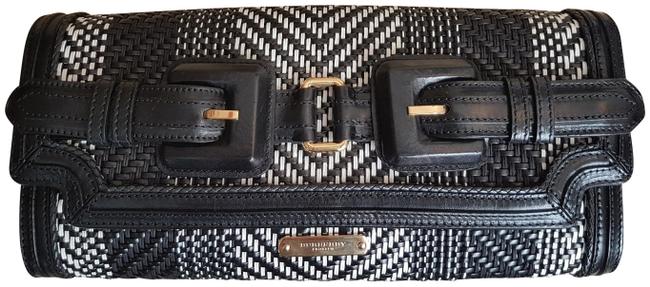 Burberry Rare Nwt Prorsum Basketweave Black Leather Clutch