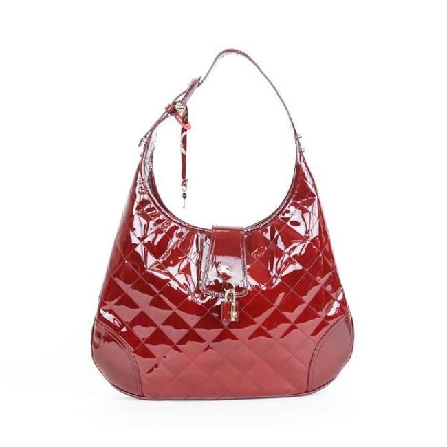 Burberry Red Patent Leather Hobo Bag