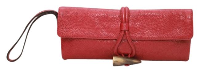 Burberry Red Pebbeled Leather Clutch