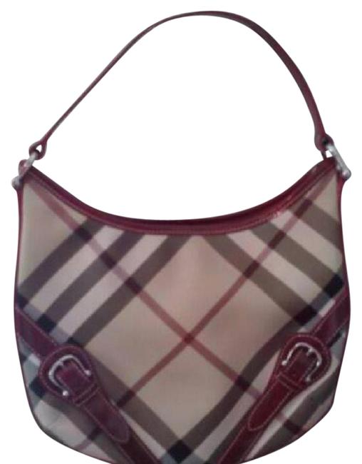 Burberry Red Signature Fabric Hobo Bag