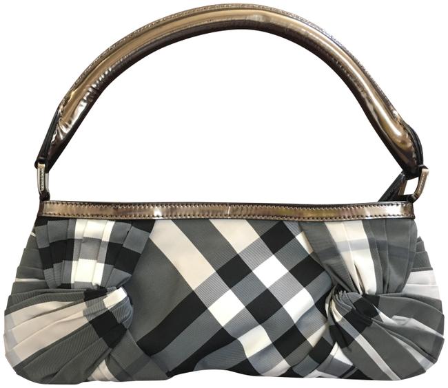 Burberry Reef Knots SlingClutch White Black Silver Canvas Clutch