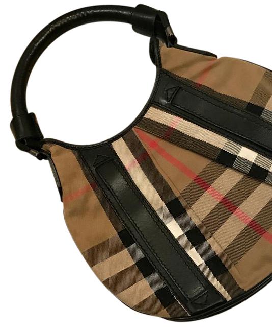 Burberry Sachel Checkers Fabric and Leather Hobo Bag