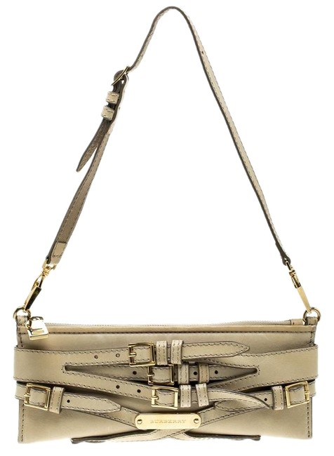 Burberry Shoulder Bag Pochette Beige Leather Clutch