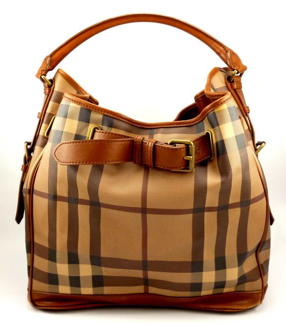 Burberry Shoulder Brown Canvas Hobo Bag