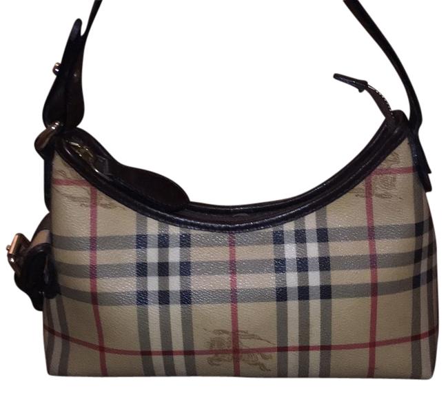 Burberry Shoulder Brown Coated Canvas Hobo Bag