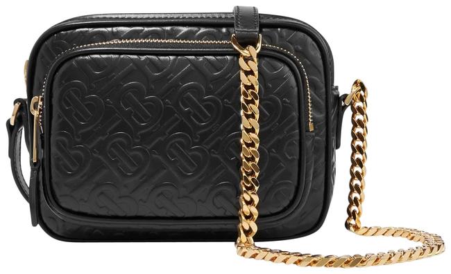 Burberry Shoulder Embossed Black Calfskin Leather Cross Body Bag