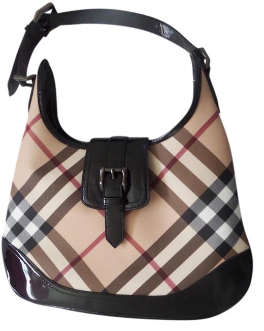 Burberry Shoulder Nova Check Leather Hobo Bag
