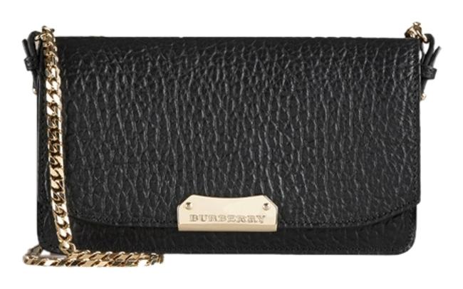 Burberry Clutch Signature Grain Small Black Leather Cross Body Bag
