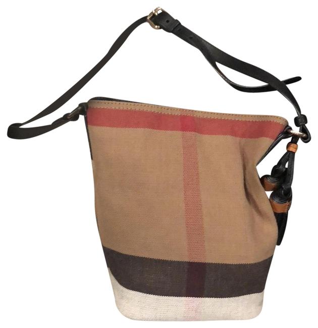 Burberry Signature Plaid Small Black Hobo Bag