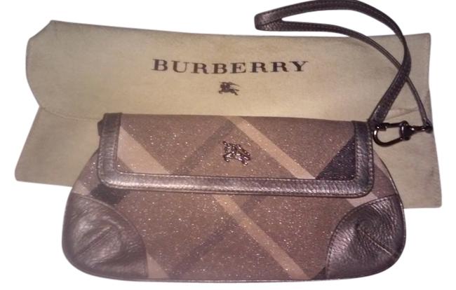 Burberry Silver Fabric Clutch