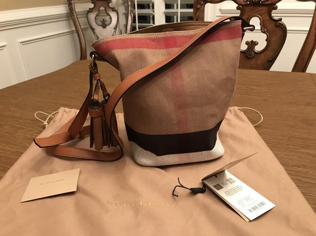 Burberry Small Ashby In Check Saddle Brown Canvas and Leather Cross Body Bag