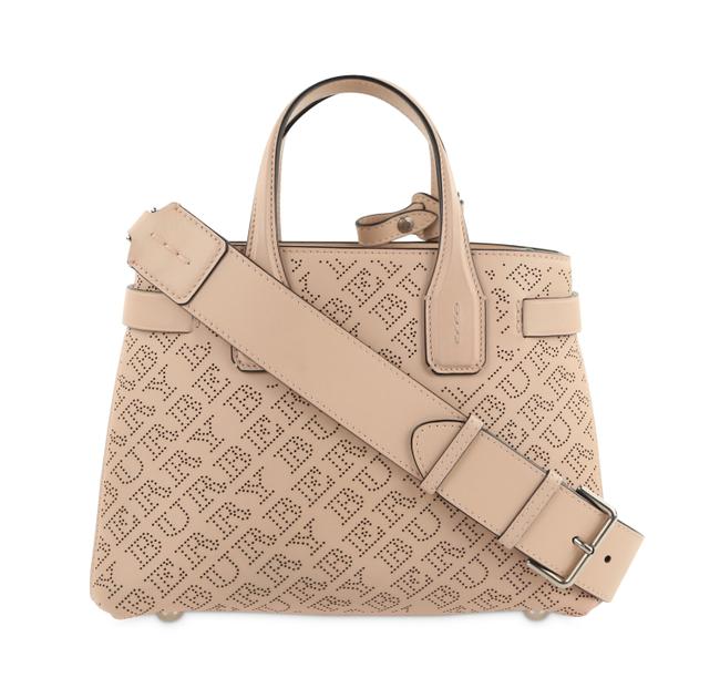 Burberry Small Banner Perforated Soft Blush Leather Cross Body Bag