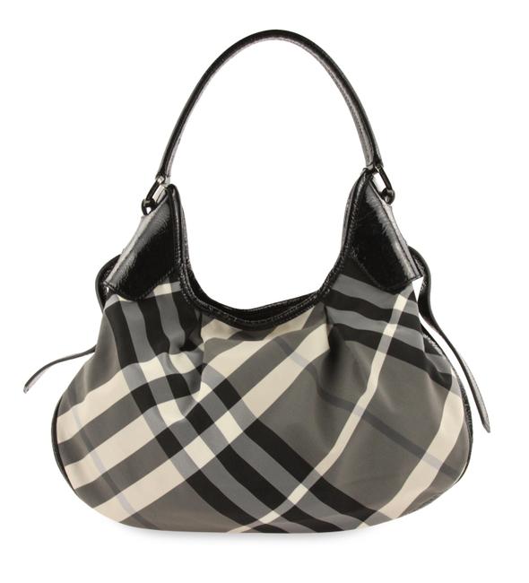 Burberry Brooklyn Small Black Canvas Hobo Bag