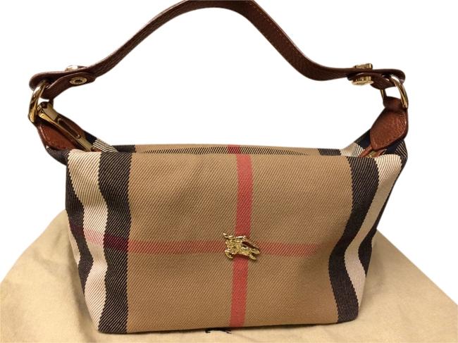 Burberry Small Brown Multi Canvas Hobo Bag