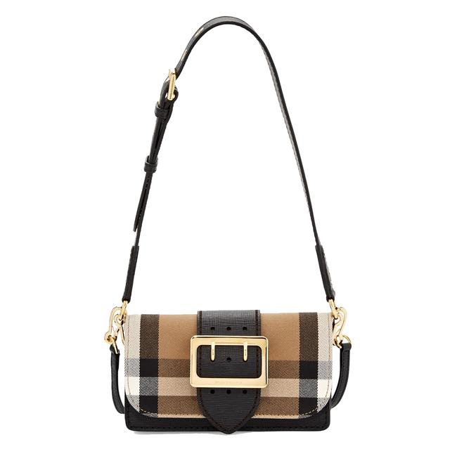 Burberry Small Buckle House CheckBlack Leather Cross Body Bag