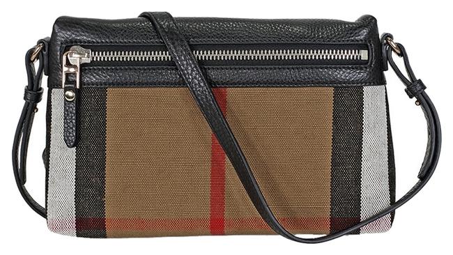 Burberry Small Canvas Check And Black Leather Clutch