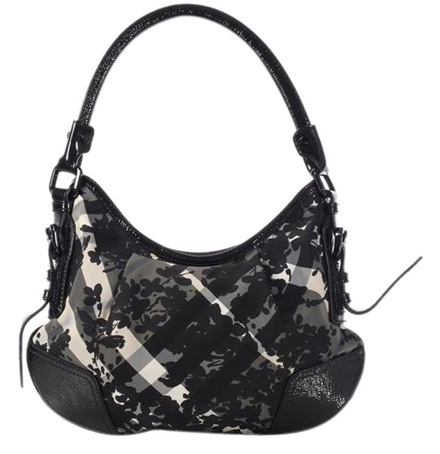 Burberry Small Floral Beat Check Hobo Bag