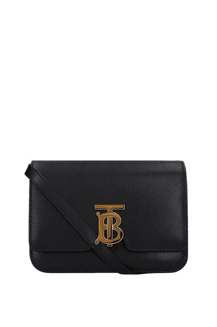 Burberry Small Grainy Tb Black Leather Cross Body Bag