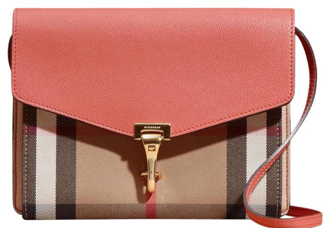 Burberry Small House Check and Dusty Pink Leather Canvas Cross Body Bag
