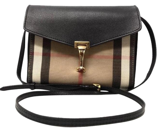 Burberry Small Macken BlackBeige Leather Cross Body Bag