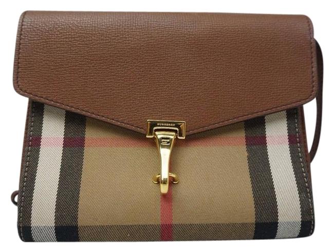 Burberry Small Macken Check Brown Tan Canvas and Leather Cross Body Bag