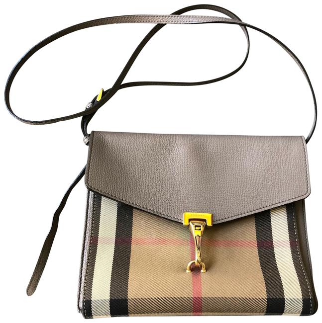 Burberry Small Macken Check Gray Leather Cross Body Bag