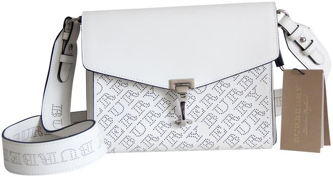 Burberry Small Macken Perforated White Leather Cross Body Bag