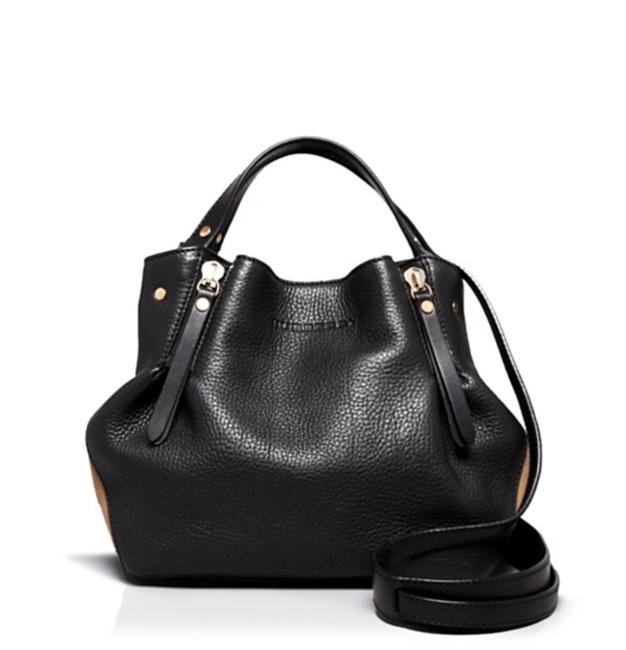 Burberry Small Maidstone Peek Canvas Check Black Leather Cross Body Bag