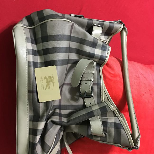 Burberry Smoke Canvas and Leather Hobo Bag