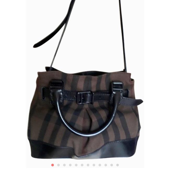 Burberry Smoke Canvas Check Satchel Cross Body Bag