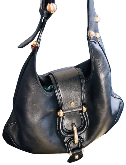 Burberry Soft with Silver Hardware Black Leather Hobo Bag