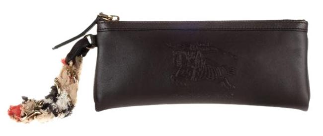 Burberry Stamped Brown Leather Clutch