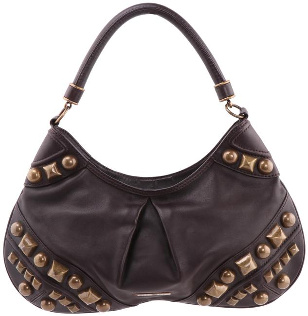 Burberry Studded Alverton Brown Leather Hobo Bag