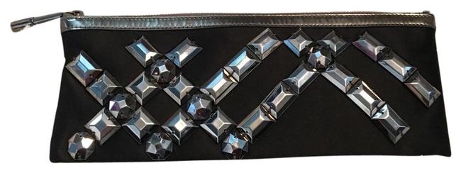 Burberry Studded Metallic Black Satin Clutch