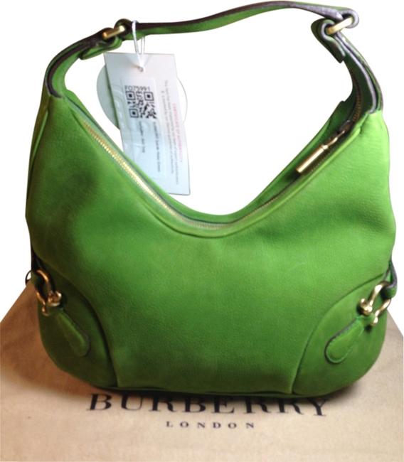 Burberry Suede Horsebit 75991 Green Leather Hobo Bag