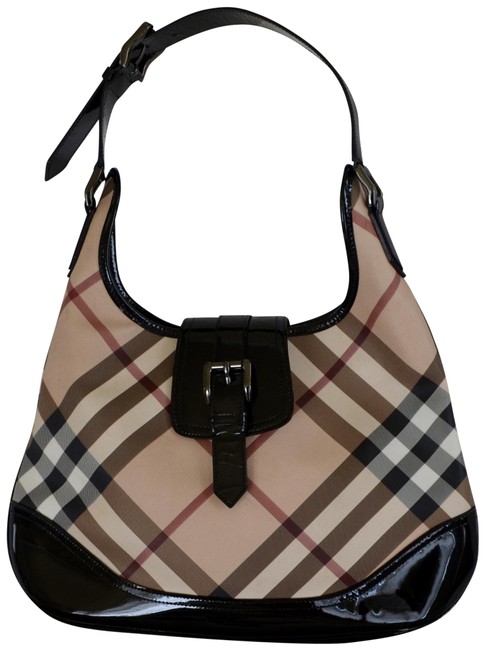 Burberry Supernova Check BeigeBlack Pvc Hobo Bag