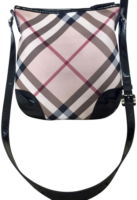 Burberry Supernova Check Classic Black Patent LeatherPvc Cross Body Bag
