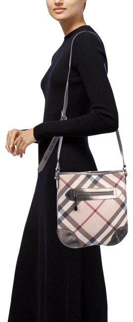 Burberry Supernova Check Dreyden Gunmetal TanMulticolor Cross Body Bag