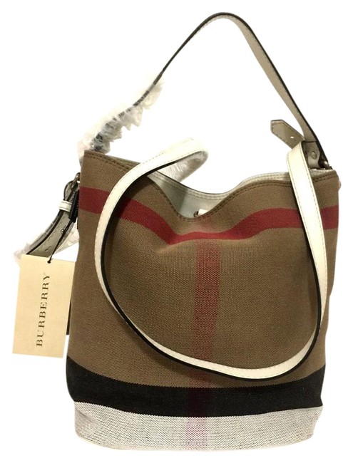 Burberry Susanna Small White Classic Check Hobo Bag