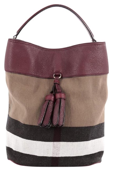 Burberry Susanna Tassel BurgundyMulti Canvas Hobo Bag