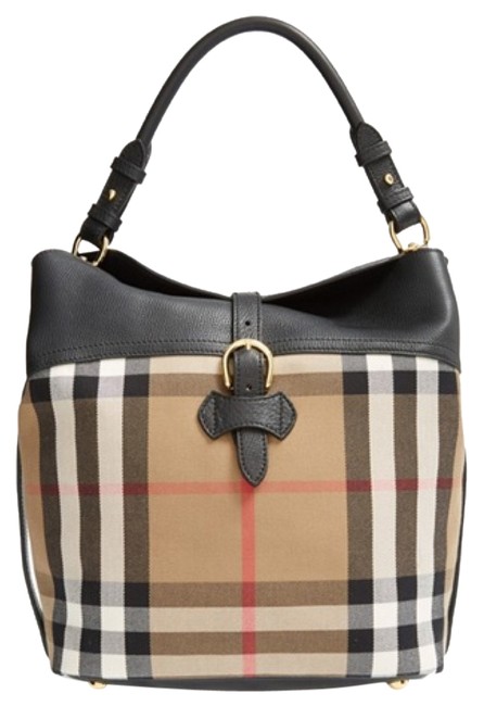 Burberry Sycamore House Check Black Hobo Bag