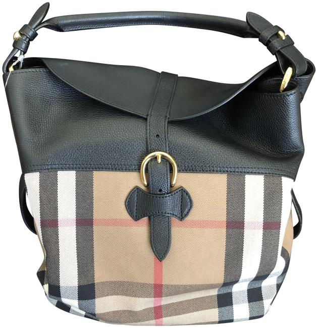 Burberry Sycamore Leather and Canvas Hobo Bag